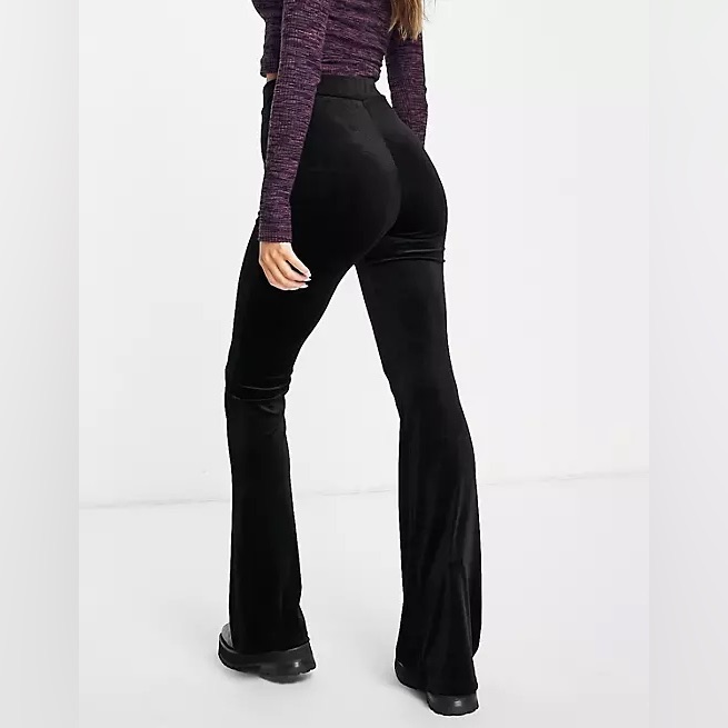 Black Velvet Flare Stretch Pants